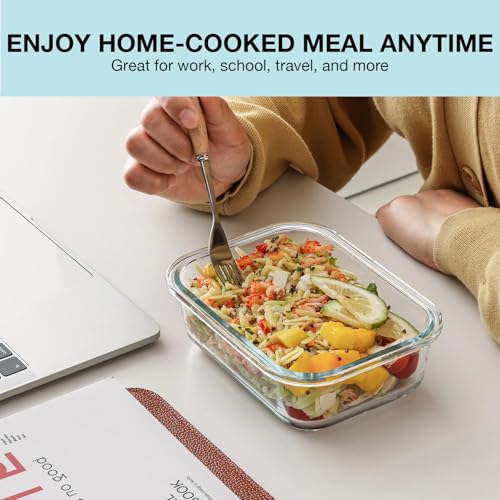 5Pack (32oz-3 Compartments with Lunch Bag) Glass Food Storage Containers with Lids for Kitchen Meal Prep, Fridge Organization, Lunch Box - view 7