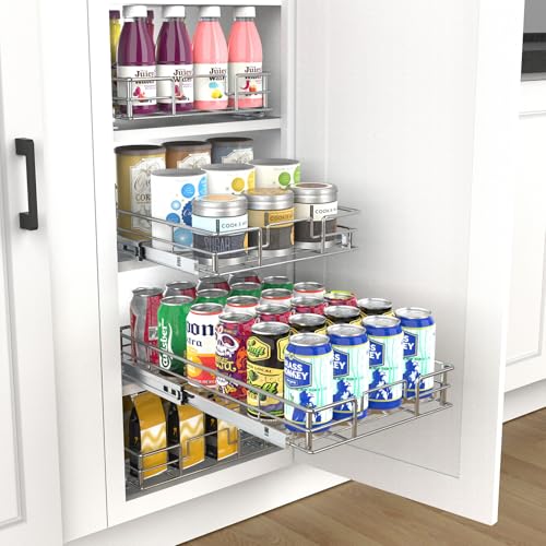 Pull Out Cabinet Organizer,Slide Out Kitchen Cabinet Storage Shelf and Drawer Organizer NEED 18" W and 22" D Cabinet, Chrome Finish (17 * 21 in) - view 5