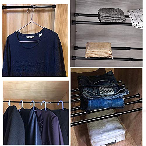 Cupboard Bars Tension Rods, 4 Pack Spring Tensions Rods 11.8 to 20 Inches Steel Adjustable Tension Curtain Rod Shower Rod Closet Rod Window Rods Black - view 3