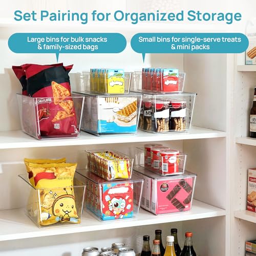 8 Pack Clear Storage Bins with Lid Set for Pantry Organizer - view 3