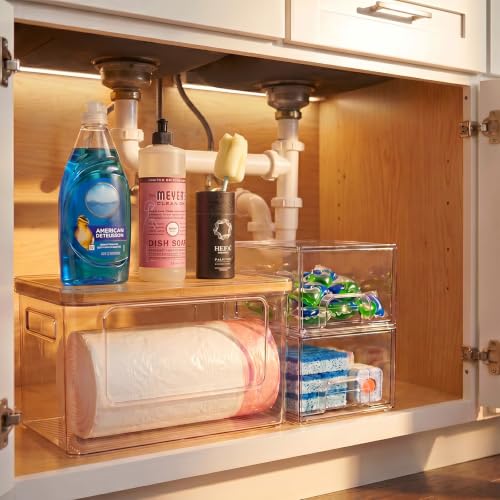 Under Sink Organizer 3 in 1, Stackable Acrylic Bathroom Storage, Trash Bag Dispenser and Dishwasher Pods Holder for Kitchen and Laundry Room Organization - view 4