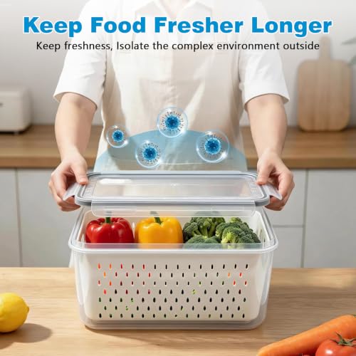 4 Pack Heavy-Duty Fruit Storage Containers for Fridge, Produce Fresh Keeper - view 4