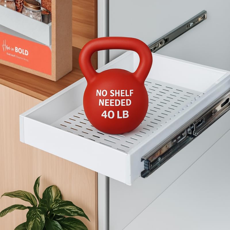 Pull Out Cabinet Organizers 17"Deep, Expandable Slide Out Drawers, Roll Out Shelves, Adjustable Width 12"-17.5" Heavy Duty Slide Pantry Shelves, Sliding Drawer Storage Basket, Under Cabinet Drawer