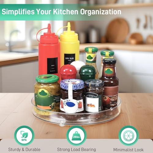 4 Pack Lazy Susan Organizer, 9.5 Inch Lazy Susan Turntable for Cabinet, Refrigerator Organizer for Pantry Organizers and Storage, Non-Skid Fridge Organizer - view 7