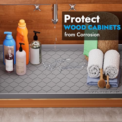 Waterproof Under Sink Mat 31" x 22", Silicone Mat, Dark Gray - view 4