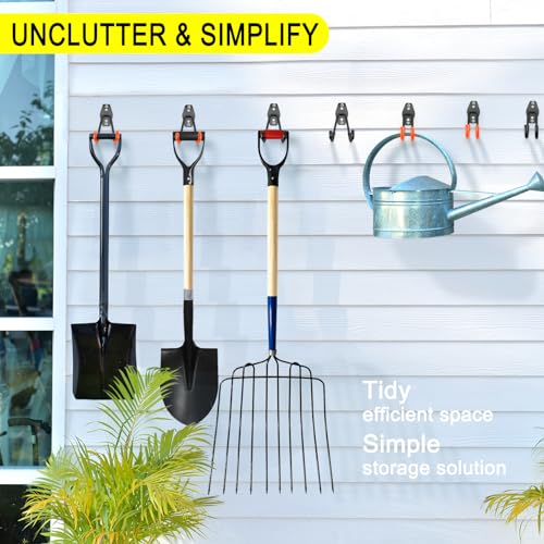 2 Pack Garage Hooks Heavy Duty Storage Organizer Wall Mount Power and Garden Tool Hangers, for Hanging Ladders, Ropes, Hose, Bulk Items - view 5