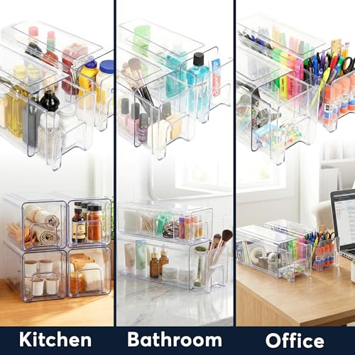 Clear Stackable Storage Drawers with Handles (Medium, 4 Pack) - view 7