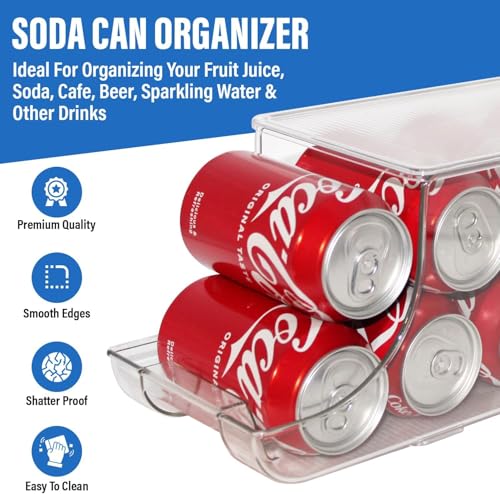 Soda Can Organizer with Lids, Stackable Soda Can Dispenser for Refrigerator, Clear Can Holder Organization and Storage Bins for Fridge, Kitchen, Countertop, Drink Pantry Organizers, Holds 12 Cans Each - view 2