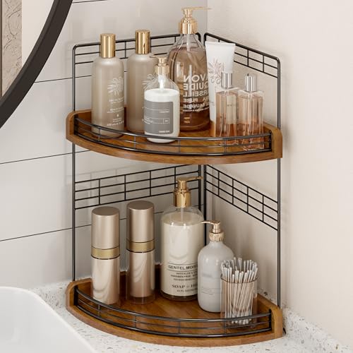 Bathroom Countertop Corner Organizer for Small Spaces, 2-Tier Counter Shelf