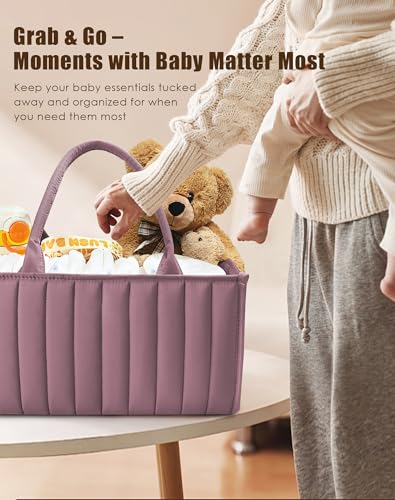 2-Pack Baby Diaper Caddy Organizers, Stylish Storage Baskets for Newborn Essentials, Diaper Station & Car Travel, Value Bundle for Baby Shower Gifts & Registry Must-Haves - Tan - view 5
