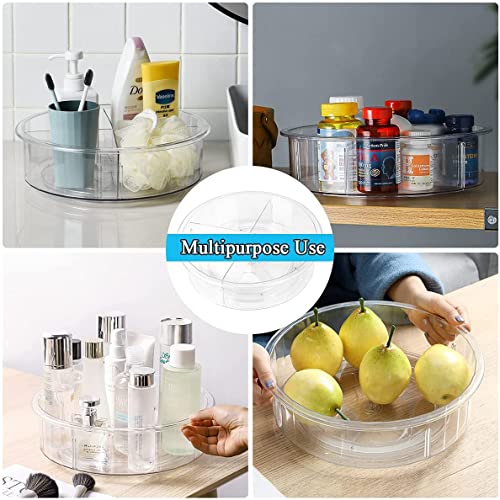 Lazy Susan Turntable, 12" Round Plastic Clear Storage Organizer with Dividers for Kitchen, Spice Rack, Cabinet, Pantry, Fridge, Freezer, Countertop - view 6