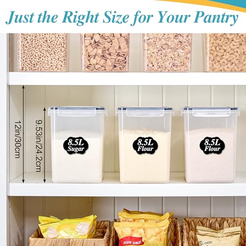 8.5L Extra Large Flour Sugar Storage Containers, 2 PCS, Black - view 7