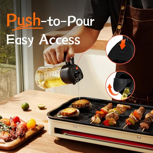 16oz/470ml Glass Olive Oil Sprayer for Cooking – 2 in 1 Olive Oil Dispenser Bottle for Kitchen Gadgets and Air Fryer Accessories, Salad, BBQ - Black - view 4