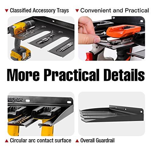 Electric Drill Storage Rack, Holds 4 Drills, Wall Mounted Power Tool Organizer for Battery Powered Hand Tools, Workshop, Shed, Garage, Home (Drill Rack) - view 4