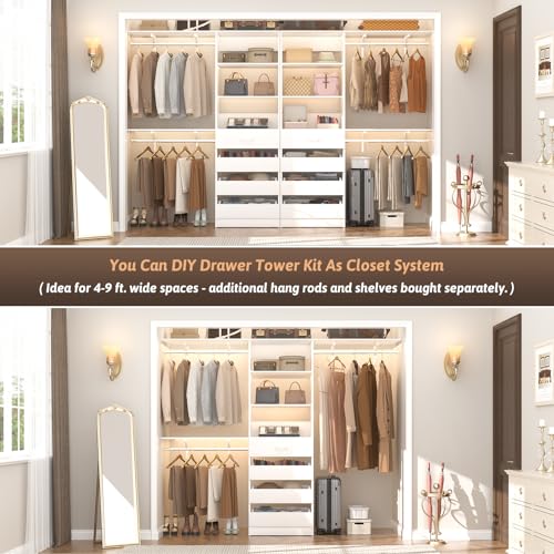 21.3" Closet System with 4 Drawers, Wood Closet Organizer, White - view 7