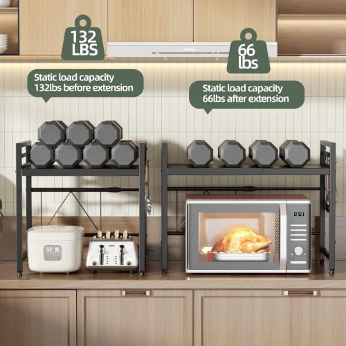 2 Tier Expandable Microwave Stand countertop,Microwave Oven Rack - view 5
