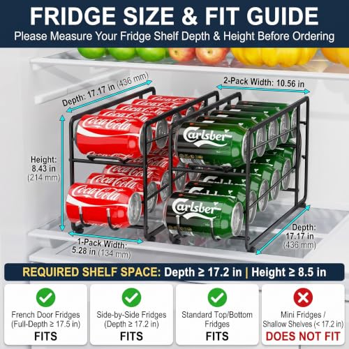 Soda Can Organizer Storage Rack, 2 Pack Stackable Beverage Soda Can Dispenser Organizer Holder for Refrigerator, Cabinet, Pantry (Black) - view 4