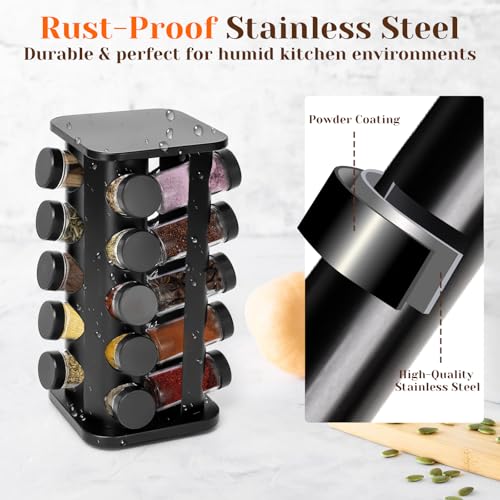 Rotating Spice Rack, Rotatable Spice Rack with Jars, Compact Stainless Steel Space Organizer (Medium, Piece, 16) - view 5