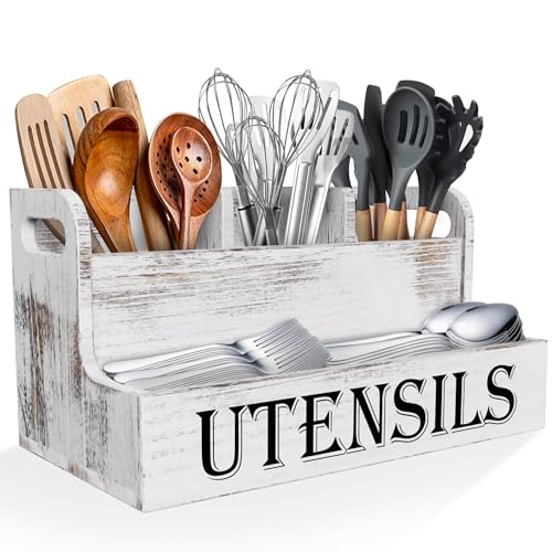 Extra Large Kitchen Utensils Holder, 2 Tier, 4 Compartments