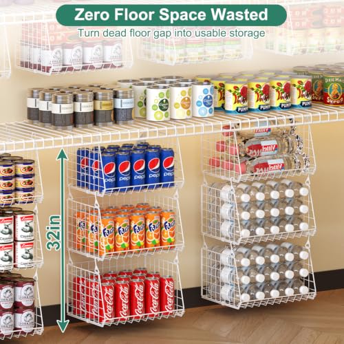 3-Pack Under Shelf Hanging Baskets Space-Saving Pantry Shelf Organizer - view 3