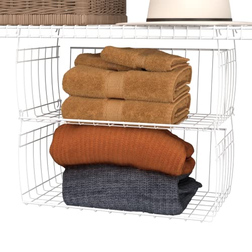 Wire Hanging Shelf Basket for Storage, Organization in Closet or Pantry, No Assembly or Installation, Durable, White - view 5