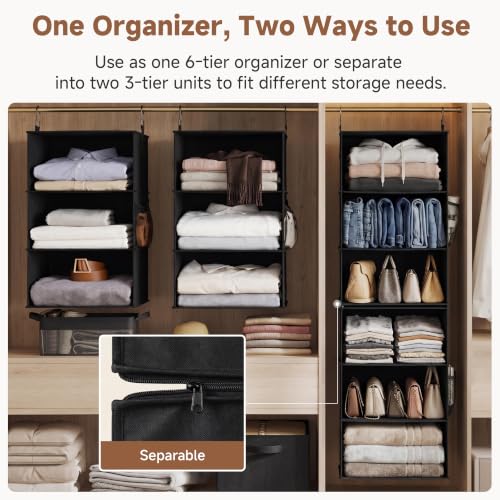 Hanging Closet Organizer, 6-Shelf with 2-in-1 Design, Ivory - view 3