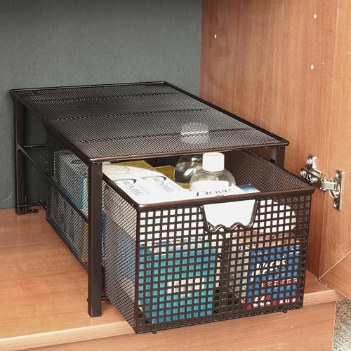 Stackable Pull Out Cabinet Sliding Basket with Divider, Large - view 7