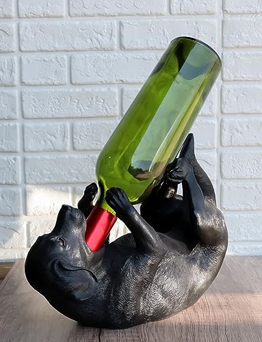 Ebros Lifelike Purebreed Pedigree Canine Adorable Black Labrador Retriever Dog Wine Bottle Holder Figurine Statue As Kitchen Wine Cellar Centerpiece Decor Storage Organizer - view 6