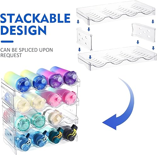 4 Pack Plastic Water Bottle Organizer Rack, Stackable Storage Holder Rack - Water, Wine, and Drink Organizer Shelf for Kitchen Countertop, Cabinet, Pantry, Fridge, Freezer - view 3