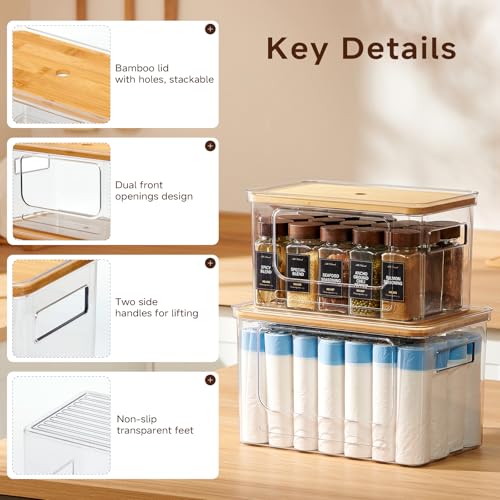 2-Pack Trash Bag Holder,Trash Bag Dispenser with Bamboo Lid, Stackable Acrylic Garbage Bag Dispenser for Under Sink Use in Kitchen, Laundry Room, and Pantry, Large Capacity Garbage Bag Holder - view 2