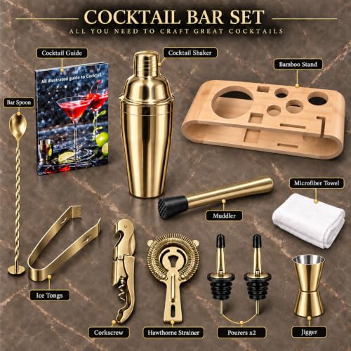 10-Piece Cocktail Shaker Set,24 oz 3-piece cocktail shaker,304(18/8)SS - view 2