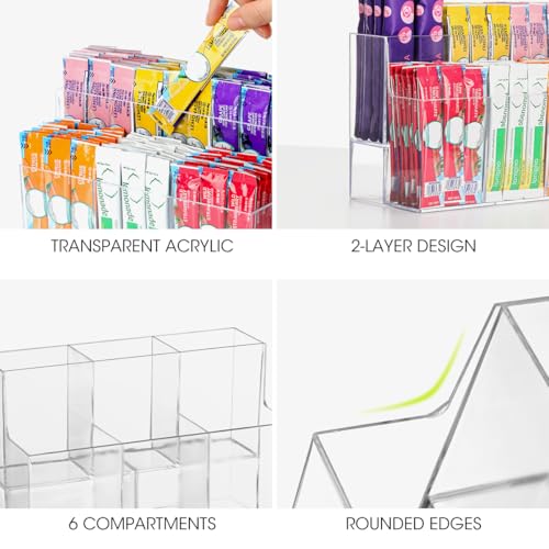 Drink Packet Organizer, 2-Tier Water Flavor Packet Holder for Pantry Storage, Acrylic Drink Mix Organizer Hydration Powdered Mixes Holder Container for Cabinet Kitchen Storage - view 4