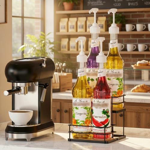 Coffee Syrup Rack Organizer, 2-Tier 4 Maple Syrup Bottle Holder - view 5