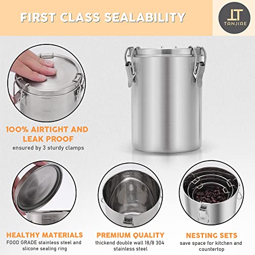 Bundle - 2 Items Compact Stainless Steel 100% Airtight Metal Canisters Sets for Small Kitchens - view 4