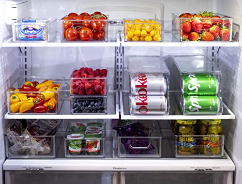 Set Of 16 Refrigerator Organizer Bins - Plastic Pantry Organization and Storage Baskets - Stackable Food Fridge Organizers with Cutout Handles for Freezer, Kitchen, Countertops, Cabinets - view 4