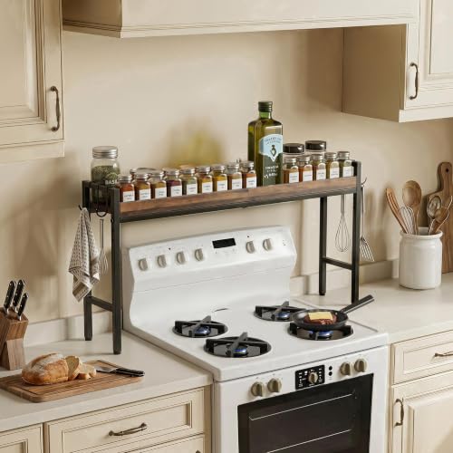 31 Inch Over the Stove Spice Rack, 3-Tier Adjustable Stove Shelf Rustic - view 5
