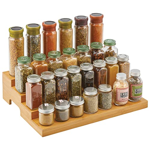 Bamboo Spice and Food Kitchen Cabinet Pantry Shelf Organizer - 4-Tier Storage - Modern Compact Caddy Rack - Holds Spices/Herb Bottles, Jars - for Shelves, Cupboards, Refrigerator - Clear - view 5
