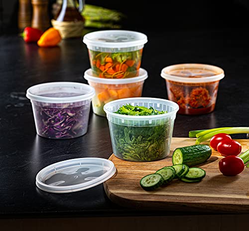 16 oz Plastic Food Storage Deli Containers with Lids [48 Sets] - view 3