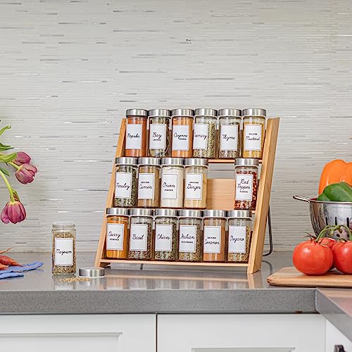 18 Jar Bamboo Compact Spice Rack with Spices Included & 5-Year Free Spice Refill Program for Countertop or Kitchen Drawer with Glass Jars - view 5