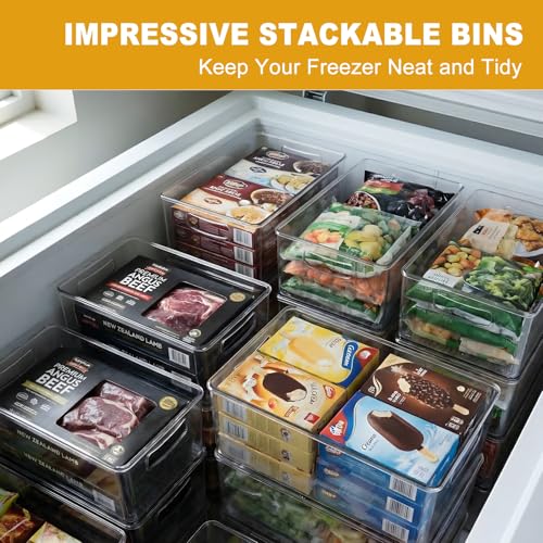 8 Pack Freezer Organizer Bins,Stackable,Clear Bins for Fridge,Pantry - view 2
