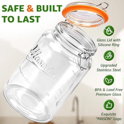 1 Gallon Glass Mason Jars with Airtight Lids, 2 Pack - view 2