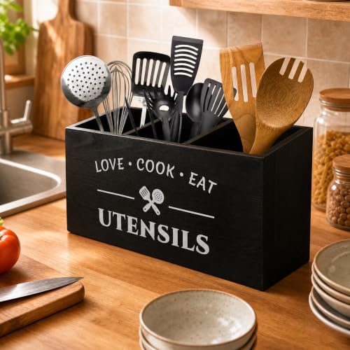 Wooden Kitchen Utensil Holder for Countertop - view 2