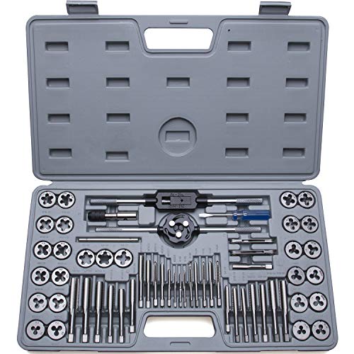 60-Pc Master Tap and Die Set - Include SAE Inch Size #4 to 1/2” and Metric Size M3 to M12, Coarse and Fine Threads | Essential Threading Rethreading Tool Kit with Complete Accessories and Storage Case - view 2