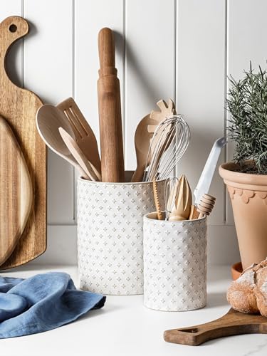 Kitchen Utensil Holder for Countertop, 7.1"+5.4" Ceramic Set of 2 - view 2