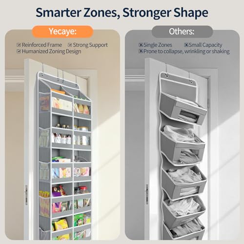 5-Tier Over The Door Organizer Dual-Column, 80lbs Load Over The Door Storage of 10 Compartments, Heavy Duty Door Organizer Hanging for Bedroom Closet Dorm Bathroom Pantry, Grey 1 Pack - view 4