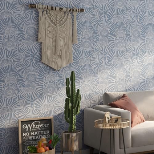 Blue and White Boho Floral Peel and Stick Wallpaper, 15.7"x394" - view 3