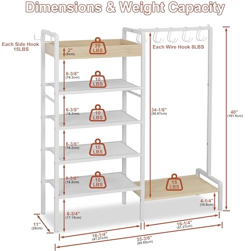 2-in-1 White Shoe Rack for Closet with Purse Organizer, 5-Tier - view 2