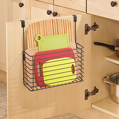 Over The Cupboard Hanging Storage Basket – Metal Bakeware Organiser and Cutting Board Holder – Excellent Kitchen Storage Solution – Bronze - view 2