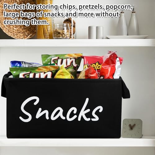 Snack Bin for Pantry - Snack Basket Organizer for Countertop - Imitation Linen Snack Storage Containers for Storing Chips, Pretzels, Cookies, Popcorn and more - Kitchen Organization - view 3