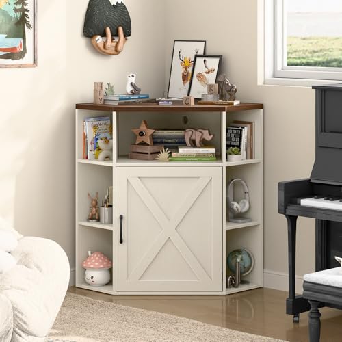 Corner Cabinet, Farmhouse Corner Storage Shelf, Off White - view 7